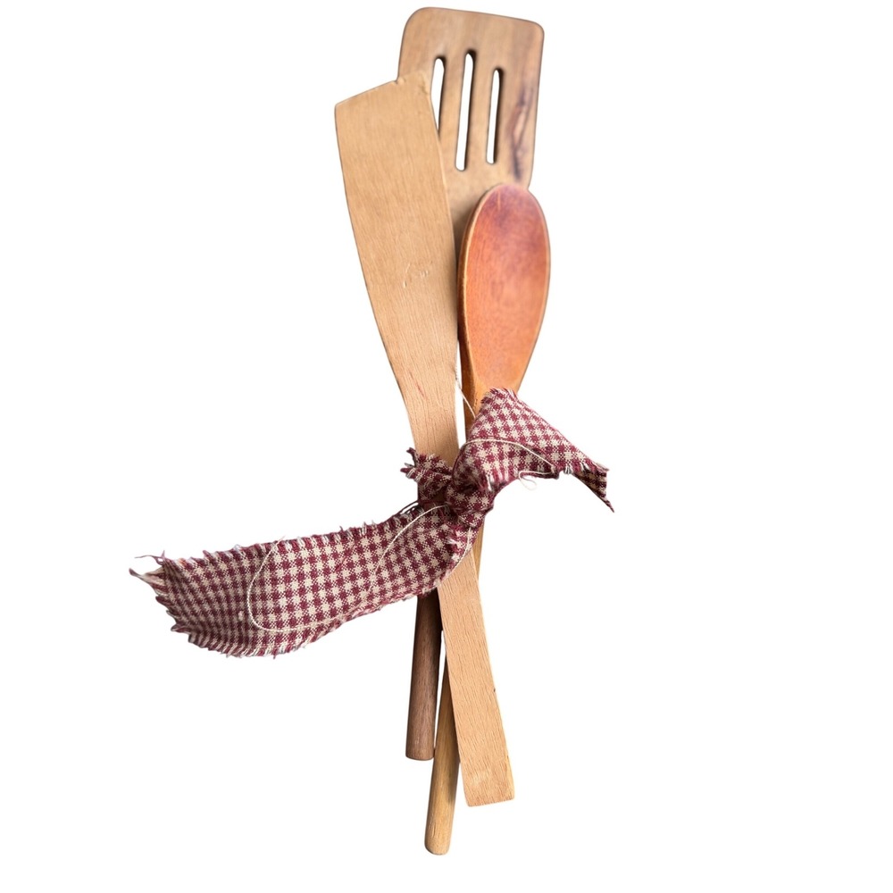 Vintage wooden Kitchen Utensil Set Farmhouse‎ 3pc